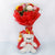12 Mixed Roses in Red Paper Packing 6 Inches White Teddy Bear