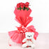 6Red Roses Red Paper Packing green fillers 6 Inches White Teddy Bear