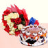 Cappuccino Spell Cake 20 Red & White Roses In Red Paper Packing
